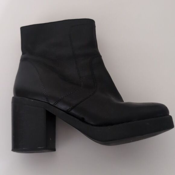 Topshop black genuine leather Chunky  platform boots 7 - Picture 4 of 7